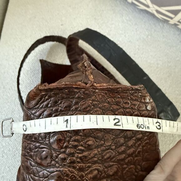 Unisex Crocodile Leather Envelope Shoulder Bag Handmade Unlined Raw Edge Craft - Picture 7 of 16